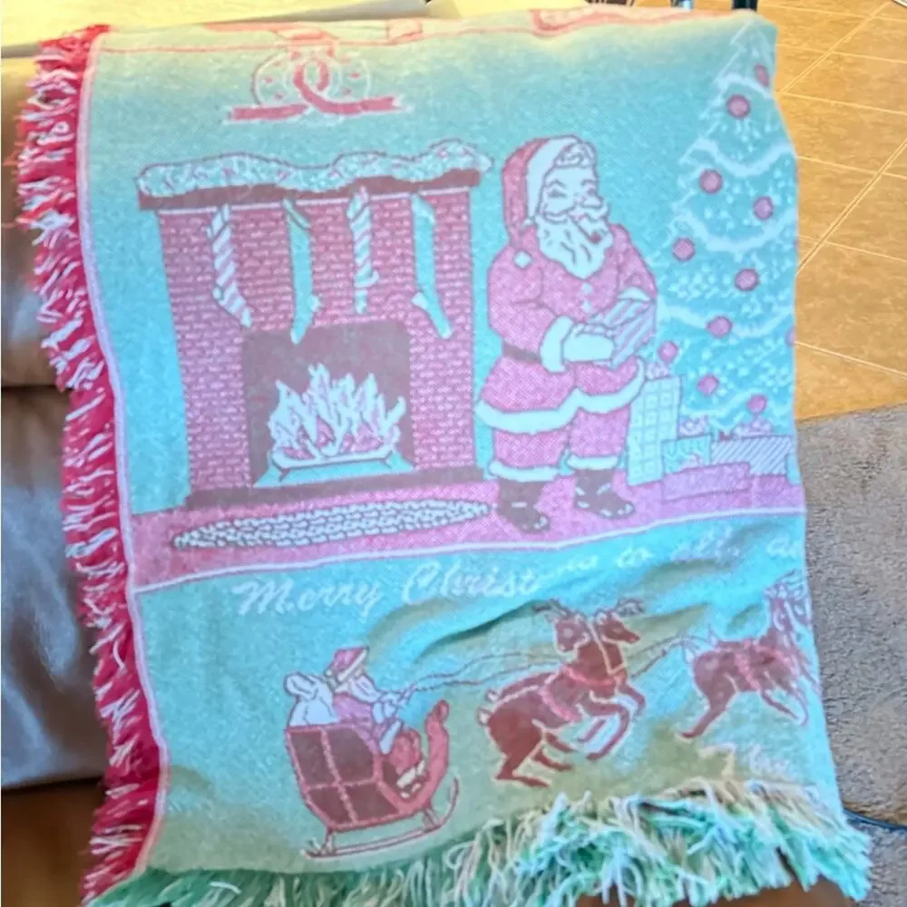 Festive Santa Holiday Throw Christmas Blanket